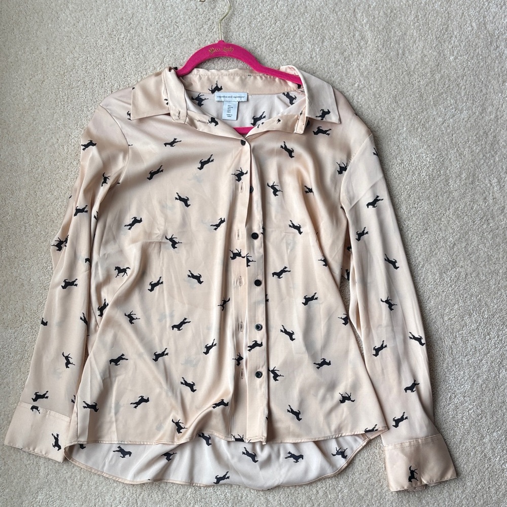 Beige Button Up w/Horses
